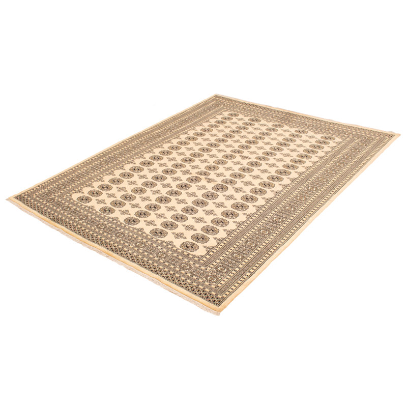Tapis ivoire en laine noué à la main de conception unique 8 pi x 10 pi 3 po Naim