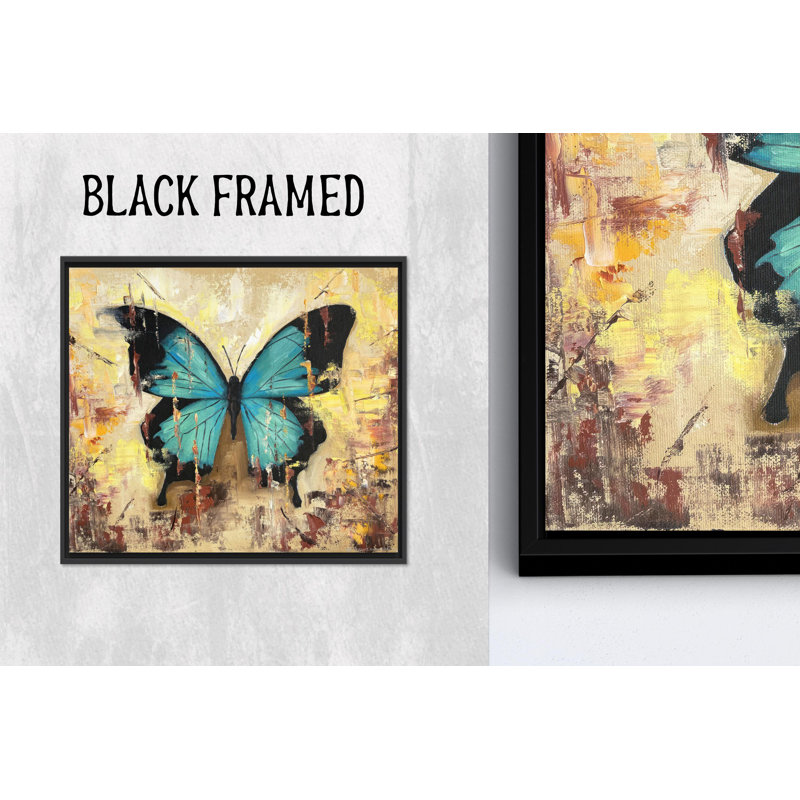 «Blue Butterfly Glass», impression sur toile Boho, H: 55,2 po x l: 55,2 po