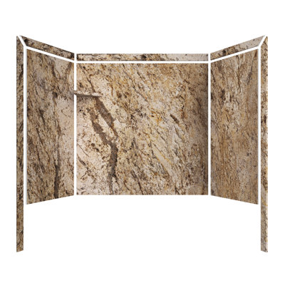 FlexStone Elite 60"W x 32"D x 60"H Alcove Bathtub Surround in Golden Beaches