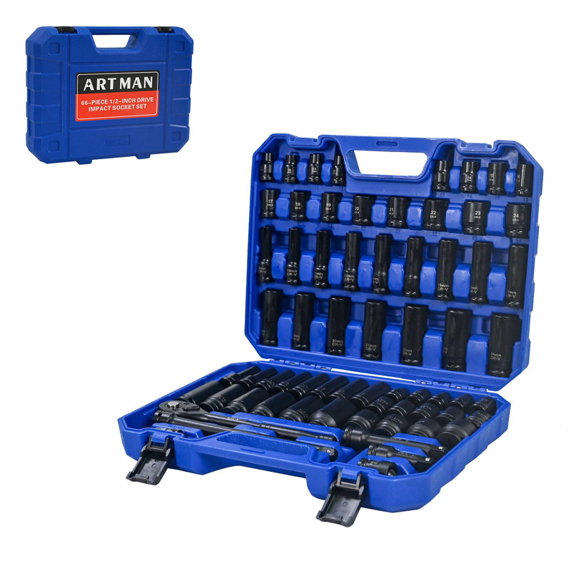 Ensemble d'outils pneumatiques et d'accessoires, 66 pièces, ensembles longs et courts, ensembles courts universels, tiges d'extension, connecteurs universels, clés à cliquet