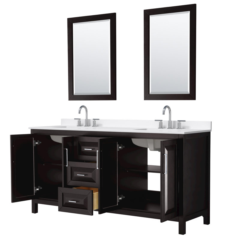 Daria 72'' W Vanity, Polished Chrome, Brown, Giotto Quartz