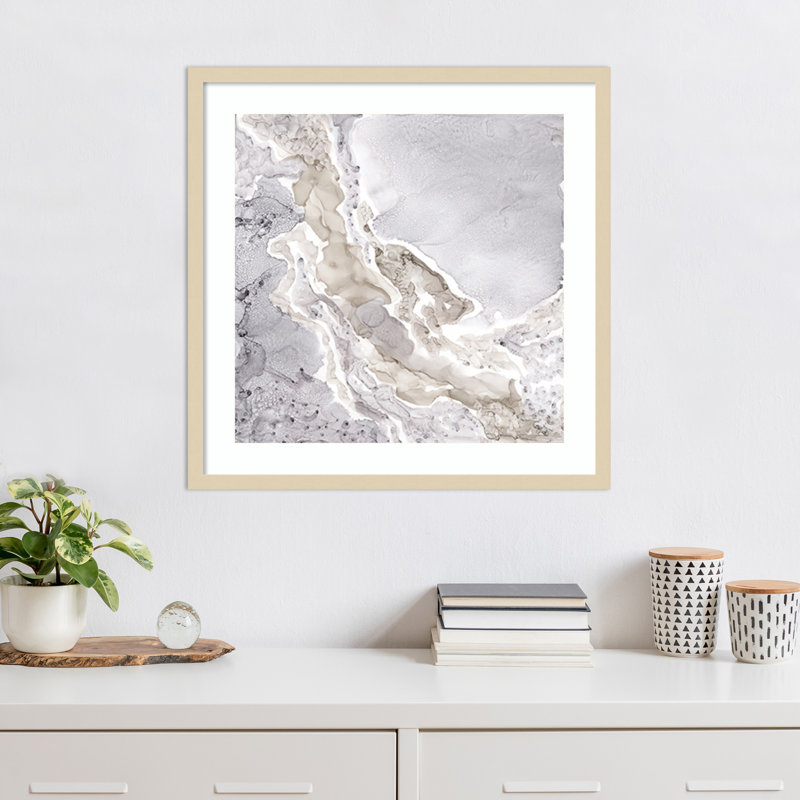 "Beige et gris" par Tara Reed, reproduction d'art encadrée, H 25 po x l 25 po