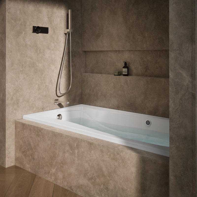 Mariposa 72" x 36" Air Acrylic Bathtub, White, Left
