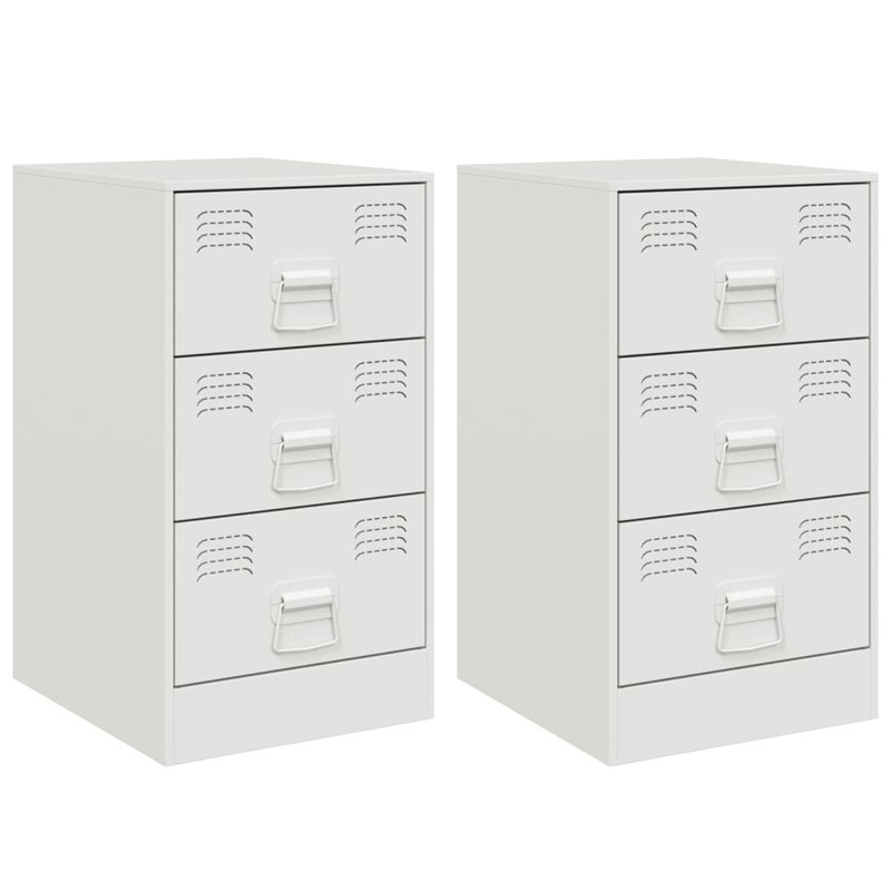 Raineri 34.5cm W Steel Bedside Table, White, Set of 2