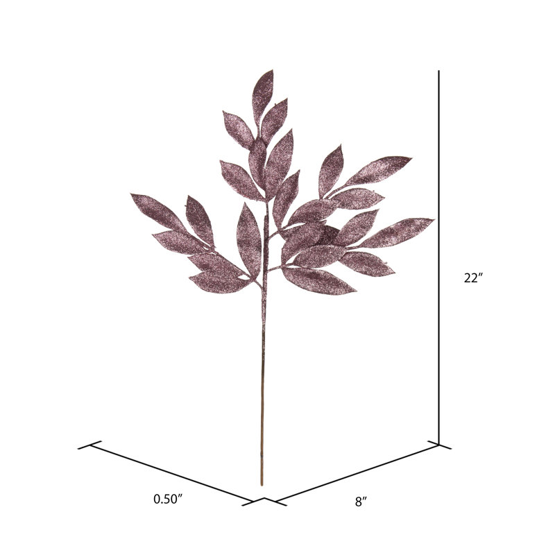 22" Glitter BayLeaf Artificial Christmas Spray, Burgundy, 22" H x 8" W x 0.5" D