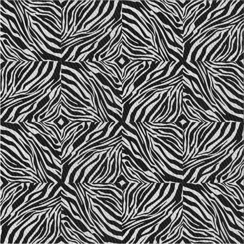 Tapis noir à imprimé animal, Carré 7 pi