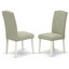Ensemble de salle à manger 5 pièces comprenant une table de cuisine ovale avec rallonge papillon et 4 chaises de salle à manger Parson en lin Shitake foncé, 101,6 x 193,3 cm, blanc lin-1323717778-1255967301-1255967302