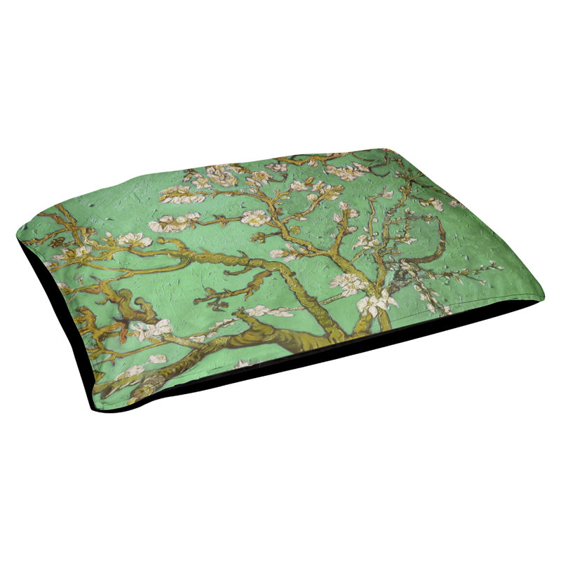 Coussin de concepteur de fleurs d’amande Burk, L 19,5 po x l 29,5 po, Vert / Noir