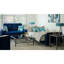 Canapé-lit rembourré avec rangement en microfibre bleue - Bois convertible d'aspect moderne avec garniture pour le confort