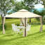 Pavillon de jardin d'extérieur en acier 10 pi x 12 pi avec rideaux d'intimité en polyester, toit à deux niveaux pour l'air, grande conception-12368809