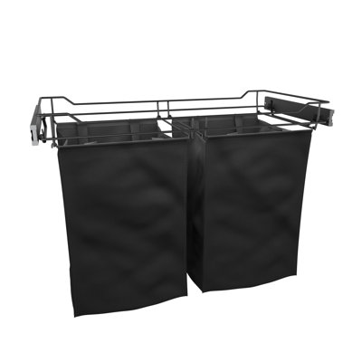 Full Extension Classic Matte Black Slide-out Laundry Hamper for Cabinets with Removable Bag (30" Width)