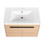 Meuble-lavabo de 30 pouces - chêne avec lavabo à poser en résine, armoire 2 portes, durabilité, lavabo de 61,3 lb de conception américaine