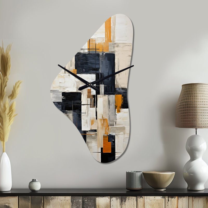 Ivory Illusions Abstract Shapes II - Horloge murale en forme abstraite, Grand