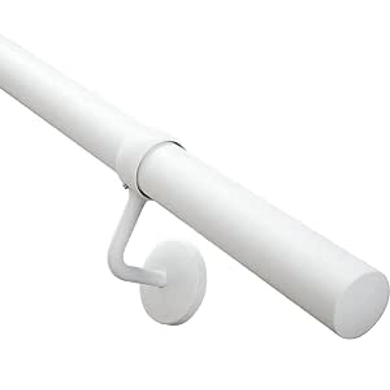 Stair Railing Handrail 3600 Mm | For Indoor Stairs Matt White | Kit Contains 3 Handrails And 4 Handrail Brackets