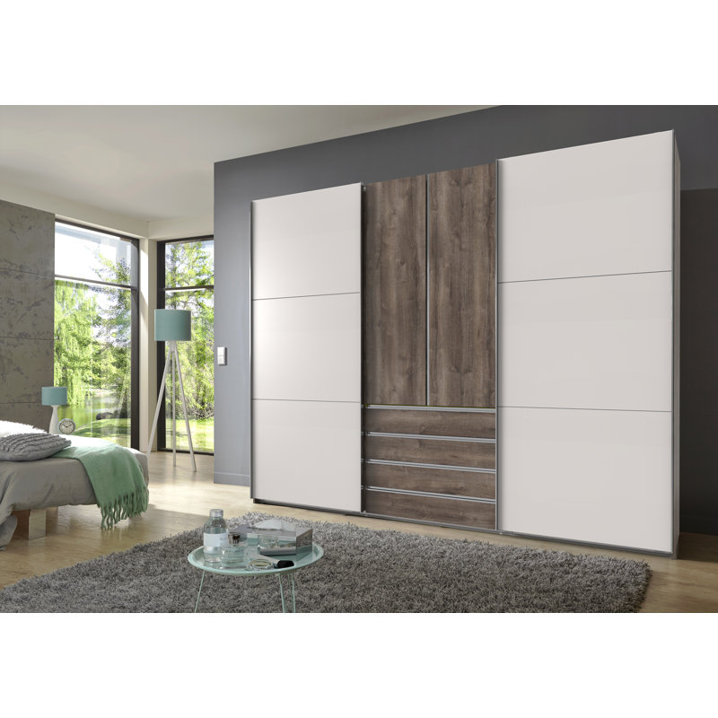 Advait 4 Door Manufactured Wood Wardrobe, White/Grey