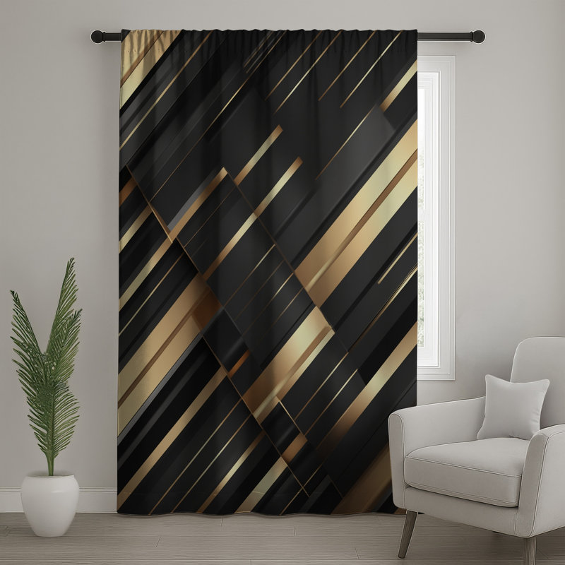 Rideaux à rayures noires, voilages et voilages à rayures - 1 panneau, 50 po x 80 po - 1 panneau, Blocage