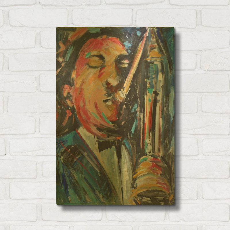 Tableau mural en métal doré « Sax Man » de JD, 40,6 cm x 61 cm, 16 po x 24 po