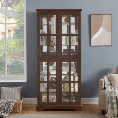 Vitrine Curio, vitrine antique avec portes en verre, tablettes réglables pour les objets de collection.