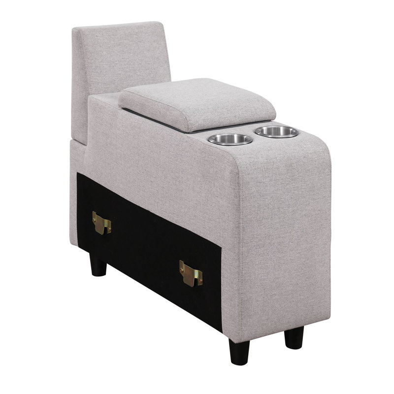 Console latérale rembourrée de 11 po de largeur avec rangement caché, Gris clair