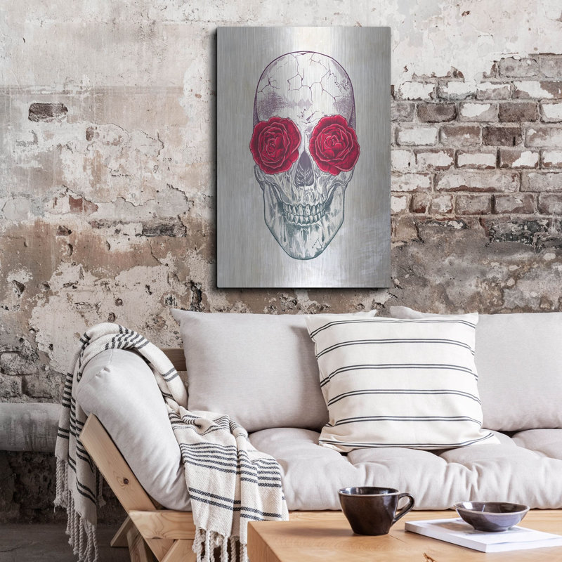 'Skull Roses' by Luxe Portfolio, Metal Wall Art, 36" H x 24" W