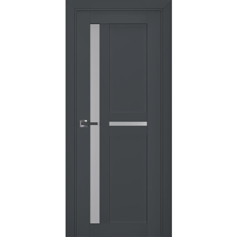 Porte-fenêtre intérieure pleine en verre dépoli Veregio 7288 Anthracite, panneau simple, cadre, poignées, pour salle de bain ou chambre, portes robustes - 107 cm x 244 cm