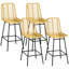 Tabourets de bar, tabourets de bar avec siège et dossier en osier respirant, tabouret de bar à cadre en métal pour la cuisine, la salle à manger, le bar-905402870