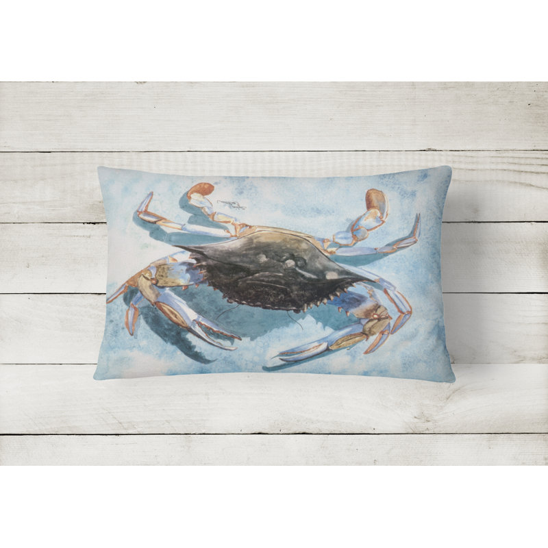 Crab Crab Blue/Gray Indoor/Outdoor Throw Pillow