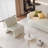 33" Modern Sculptural Accent Chair, Curved Wave-Shaped Upholstered Lounge Chair, Contemporary Single Sofa Chair in Cream White for Living Room, Bedroom & Corner Nook