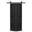 Porte de grange double en panneau de fibres à densité moyenne peinte noire 60 po x 80 po à 2 panneaux avec quincaillerie coulissante-126022750-126022746