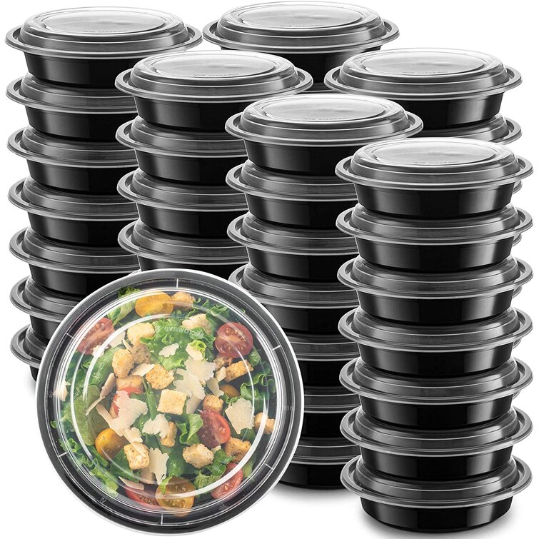 BULK* 48 oz Meal Prep Round Food Storage Containers 3 Compartment
