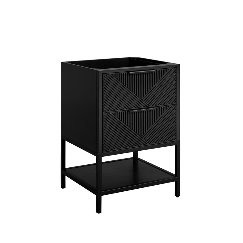 Diamond 24'' W Single Vanity, Charcoal Black, White Quartz, Matte Black