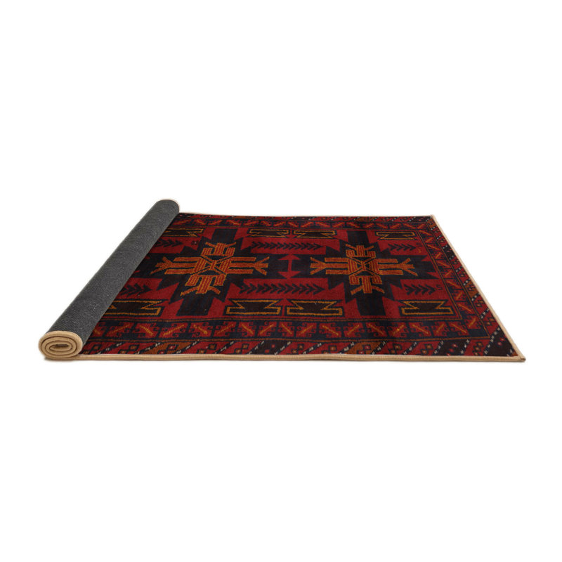 Tapis rouge / jaune Southwestern, Rond 7 pi