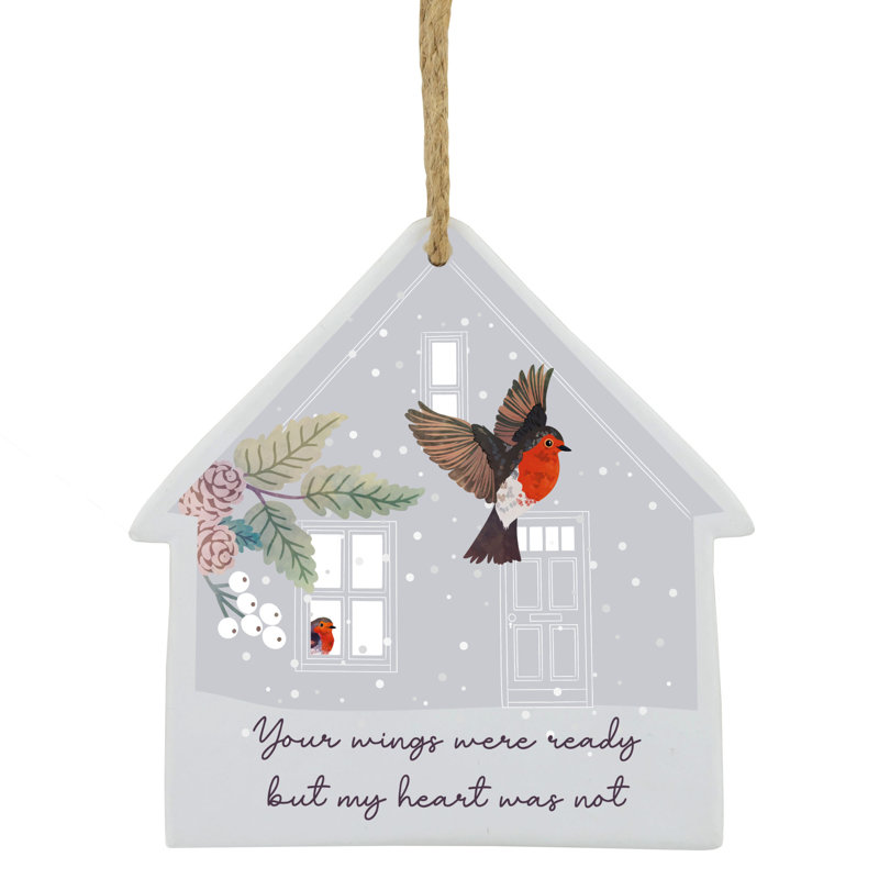 Wings Were Ready Festive Robin Christmas House Ceramic Plaque Wall Décor