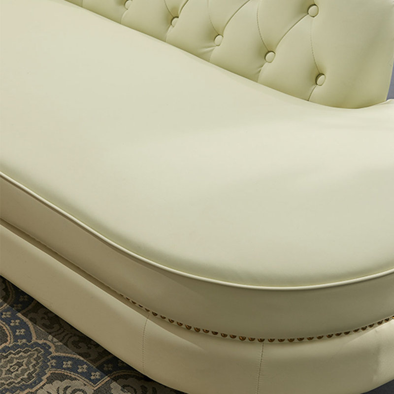 Chaise longue en similicuir Elegant Light Luxury, Accoudoir à gauche (vu de face), Beige