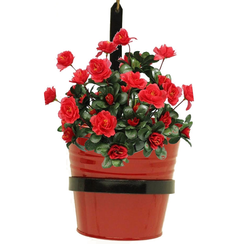 Serra Metal Railing Planter, Red