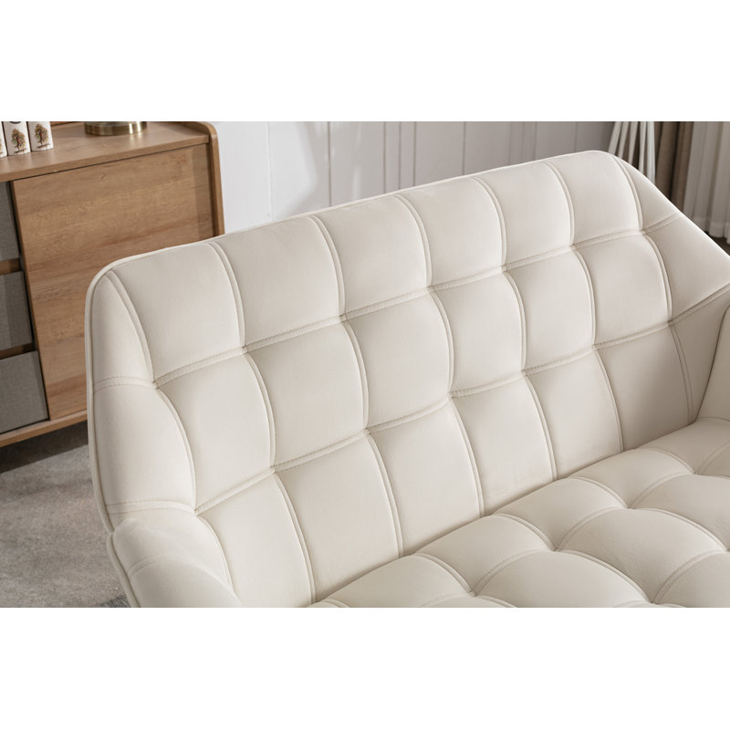 Lisander Upholstered 48.75'' Sofa, Cream Velvet