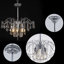 Lustre en cristal 20 niveaux Mid-Century à 6 lumières à intensité variable 