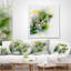 Branche de cerisier avec feuilles et fleurs - coussin à imprimé floral-29896419-29893012