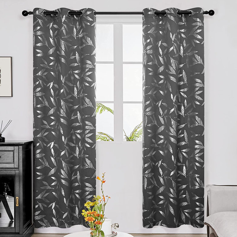 Polyester Room Darkening Curtain Pair, Gray, 52" W x 95" L