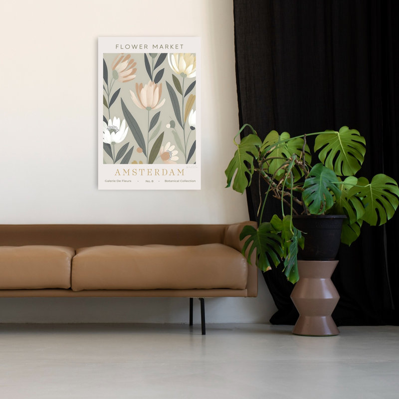 Motifs floraux pastels délicats et élégants, style minimaliste, impression d'art mural nature, H 48 po x l 32 po