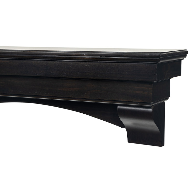 Tablette de manteau de cheminée flottante en bois de pin 48 po avec corbeaux arqués Salem - Finition grain de café, 48 po