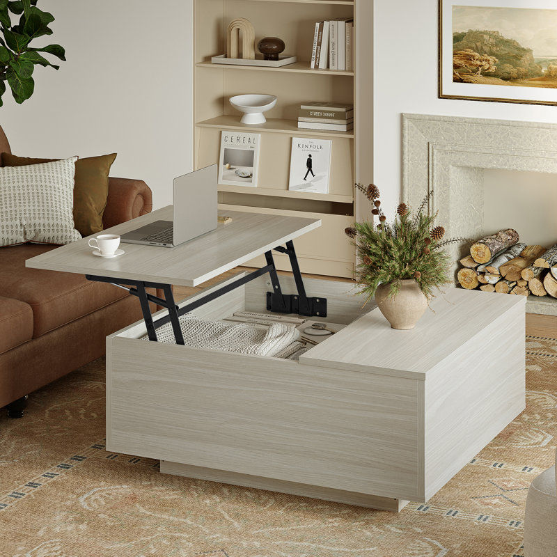 Table basse à plateau relevable, Blanc