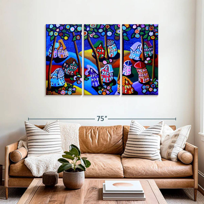 Lilie Whimsical Hills Houses Trees, 36" H x 57" W