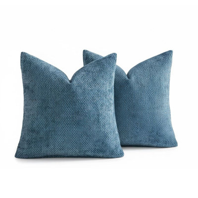 2 Pack 18x18 Inch Chenille Decorative Pillow Covers, Modern Boho Accent Cushion Covers for Bed Sofa Living Room