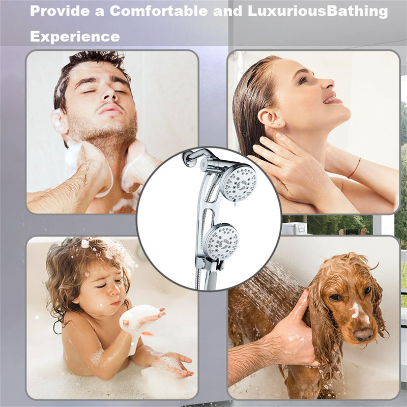 Ultimate 48-Mode High-Pressure 3-Way Shower Combo With Adjustable Extension Arm, Chrome