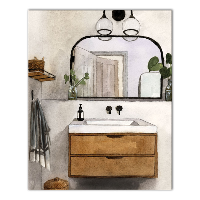 Salle de bain moderne sur toile, H 20 po x l 16 po x P 1,25 po