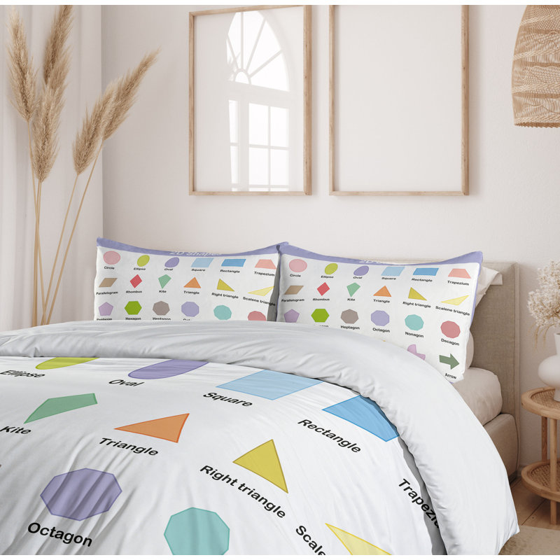 Educational Multicolor Microfiber Queen Duvet Cover Set