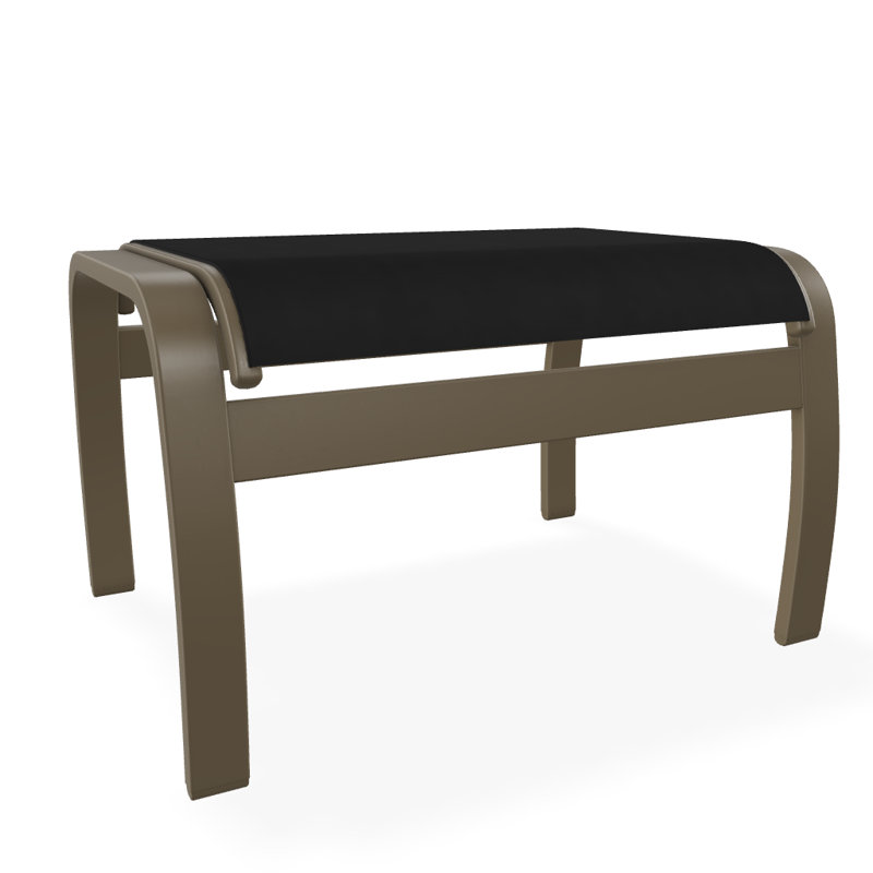 Repose-pieds d'extérieur avec coussin Askar, Noir 5D Sunbrella®, Bois de plage texturé