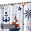 Rideau de douche imperméable bleu marine sans couture avec 12 crochets-259433771