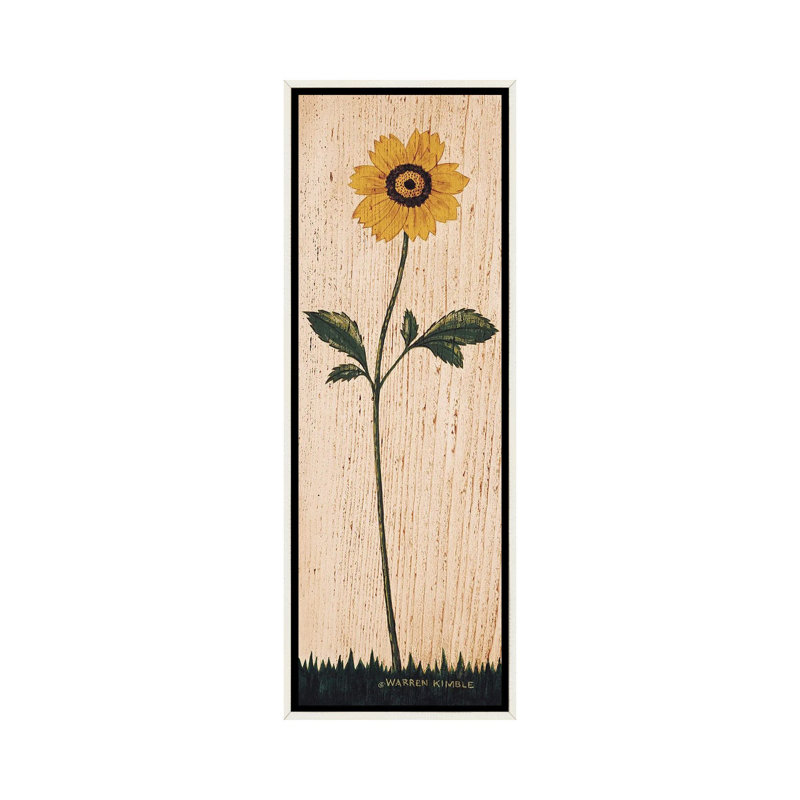 Tournesol - reproduction d'art murale encadrée, H 48 po x l 16 po, Reproduction encadrée sans passe-partout, Blanc patiné